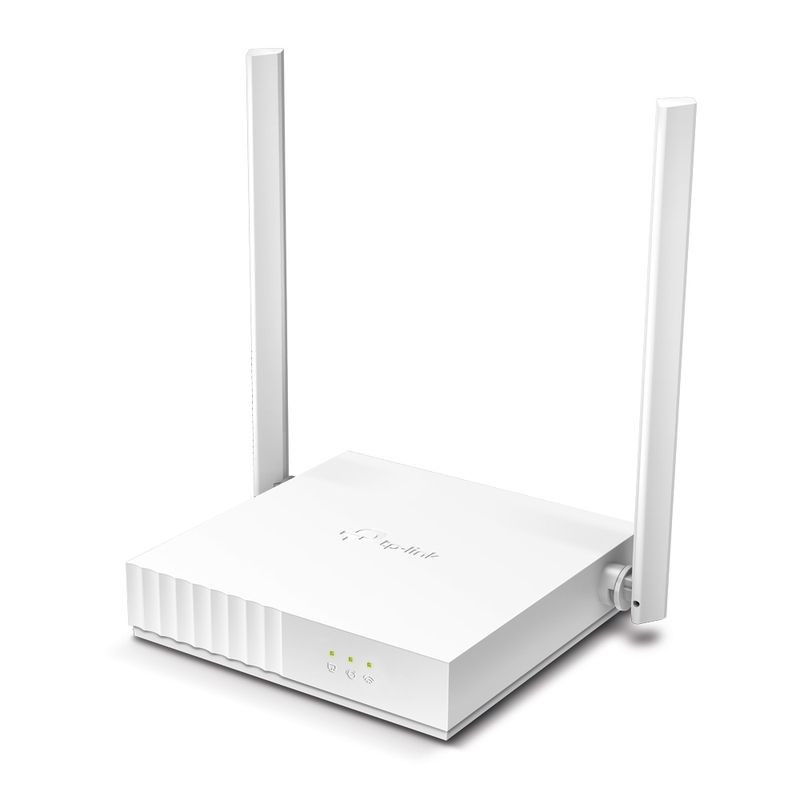 TP-Link TL-WR820N 2.4GHz 300Mbps – roteador branco com duas antenas externas ajustáveis, LEDs frontais de status e design compacto com grelhas laterais.