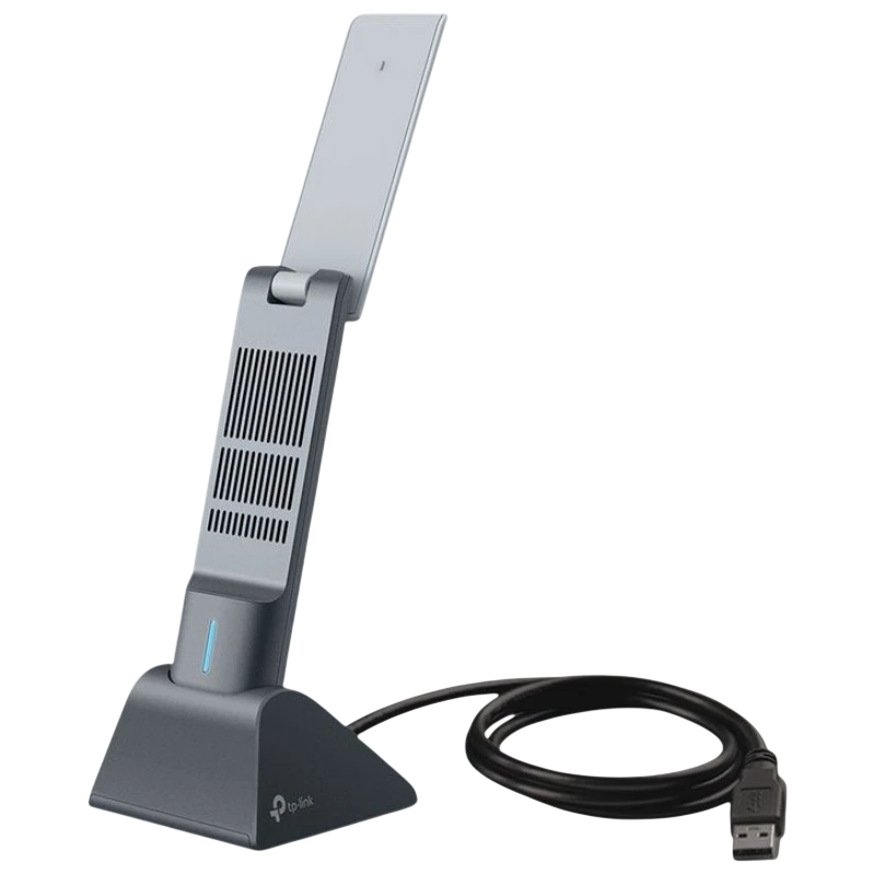 TP-Link Archer TX20UH Adaptateur Wi‑Fi 6 AX1800 avec antenne rabattable, socle stable, LED bleue et câble USB noir pour connexion rapide et fiable