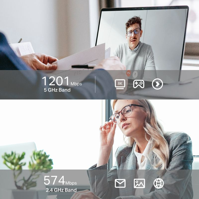 TP-Link Archer TX20UH Adaptateur Wi‑Fi 6 AX1800 avec double bande 5 GHz 1201 Mbps et 2,4 GHz 574 Mbps, idéal pour visioconférence, jeux et streaming