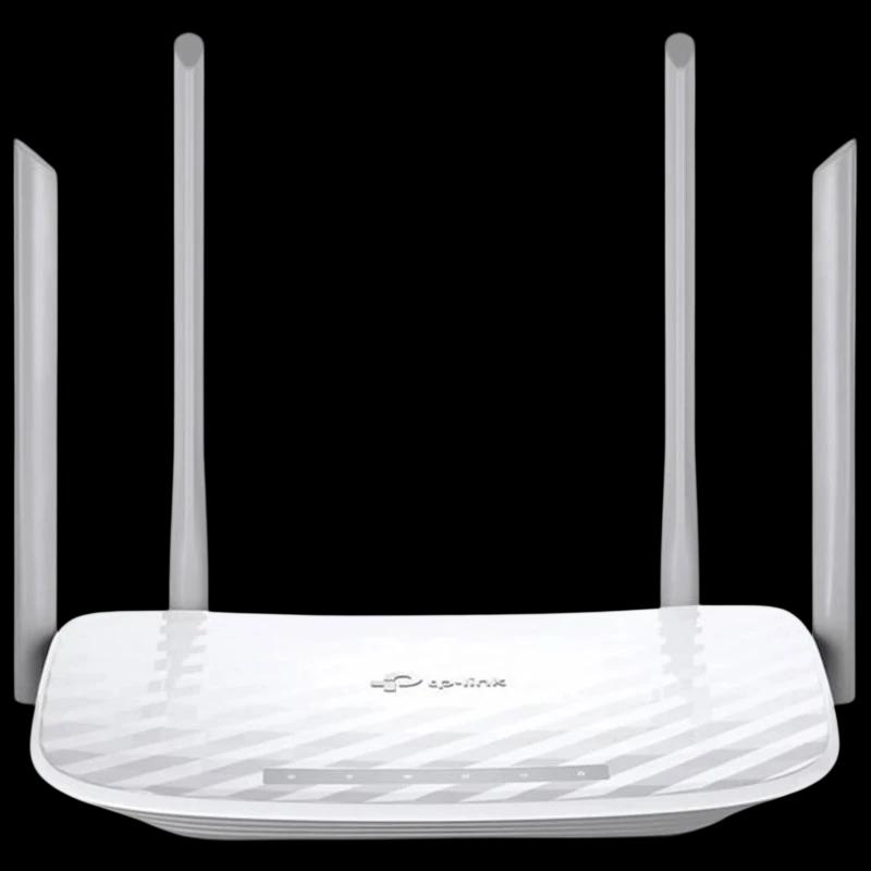 TP-Link Archer A5 - Router WiFi Dual blanco con 4 antenas externas, diseño compacto, panel superior texturizado y luces LED frontales de estado