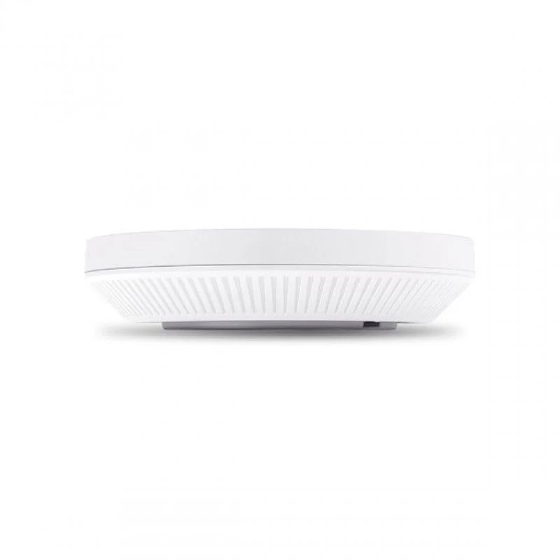 TP-Link Omada EAP653 Techo, punto de acceso Wi‑Fi 6 blanco, diseño circular ultraplano con ranuras de ventilación radiales y perfil bajo para montaje en