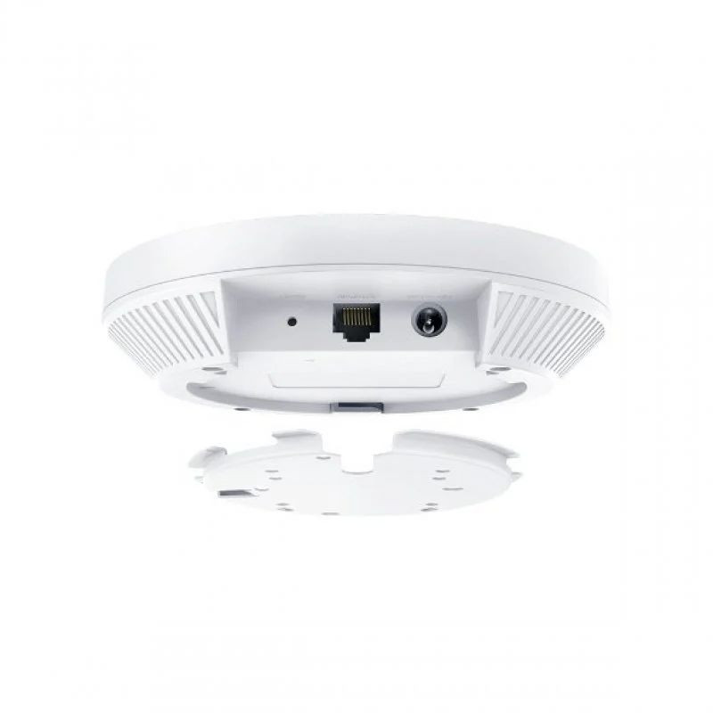 TP-Link Omada EAP653 Techo punto de acceso Wi‑Fi 6 blanco, diseño circular ultrafino, puerto Ethernet central y entrada de alimentación, rejillas laterales