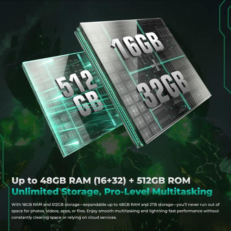 Oukitel WP62 5G 16 Go/512 Go Gris Rugged, stockage et RAM