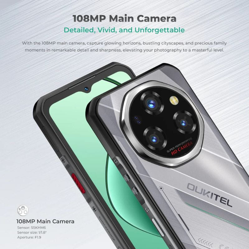 Oukitel WP62 5G 16 Go/512 Go Gris Rugged, caractéristiques de l'appareil photo