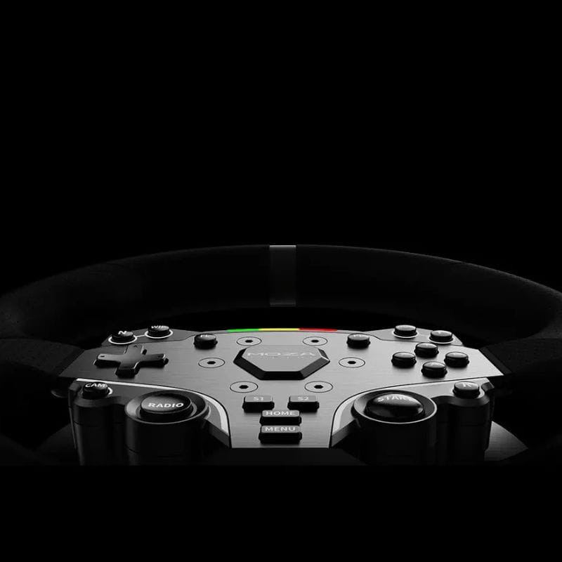 Moza Racing R3 - Volante y Pedales para PC con aro de cuero, placa frontal metálica, múltiples botones, cruceta y levas; diseño premium para simulación