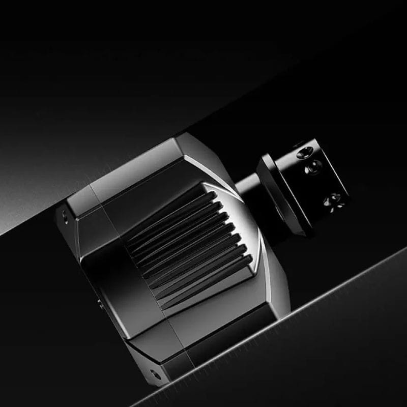 Moza Racing R3 - base de dirección en aluminio negro con aletas de disipación y montaje frontal robusto, diseño compacto y acabado premium para PC