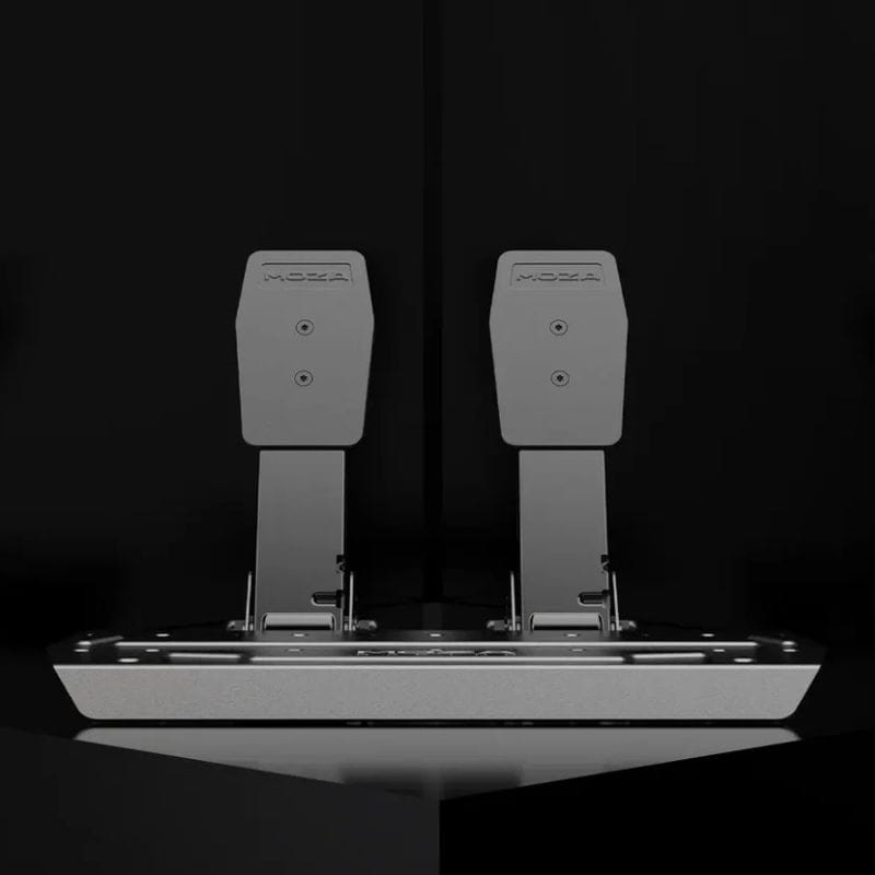 Moza Racing R3 - Pedales dobles metálicos para PC con base robusta, acabado gris, diseño minimalista y ajuste preciso para simulación de carreras