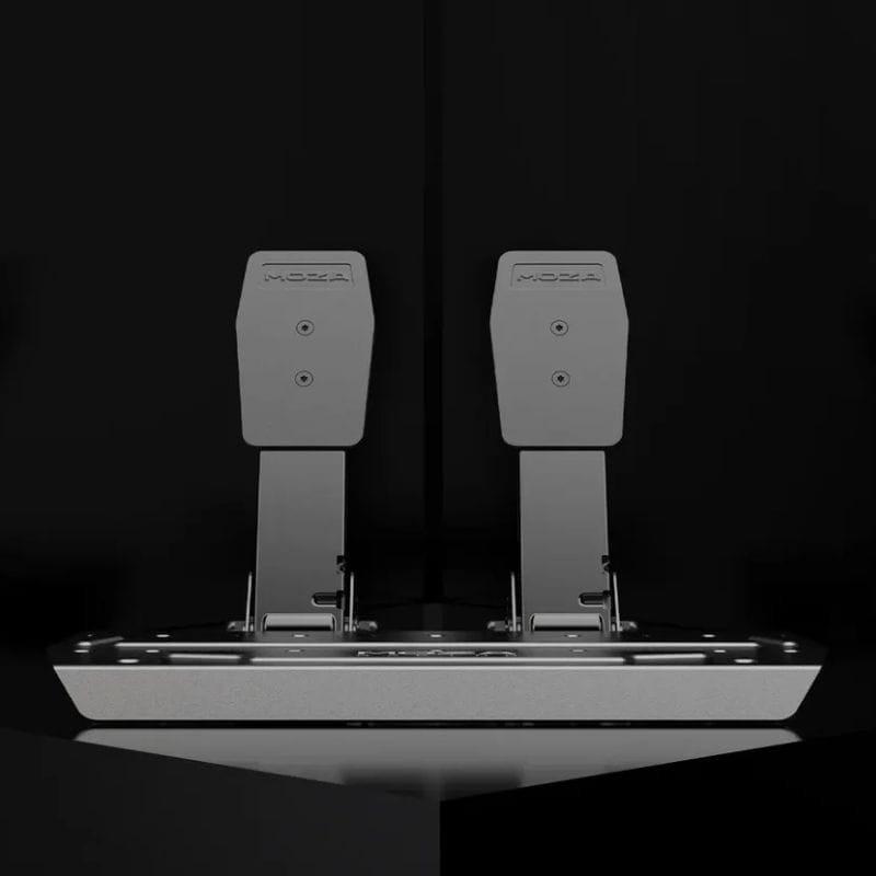 Moza Racing R3 - Pedales dobles metálicos para PC con base robusta, acabado gris, diseño minimalista y ajuste preciso para simulación de carreras