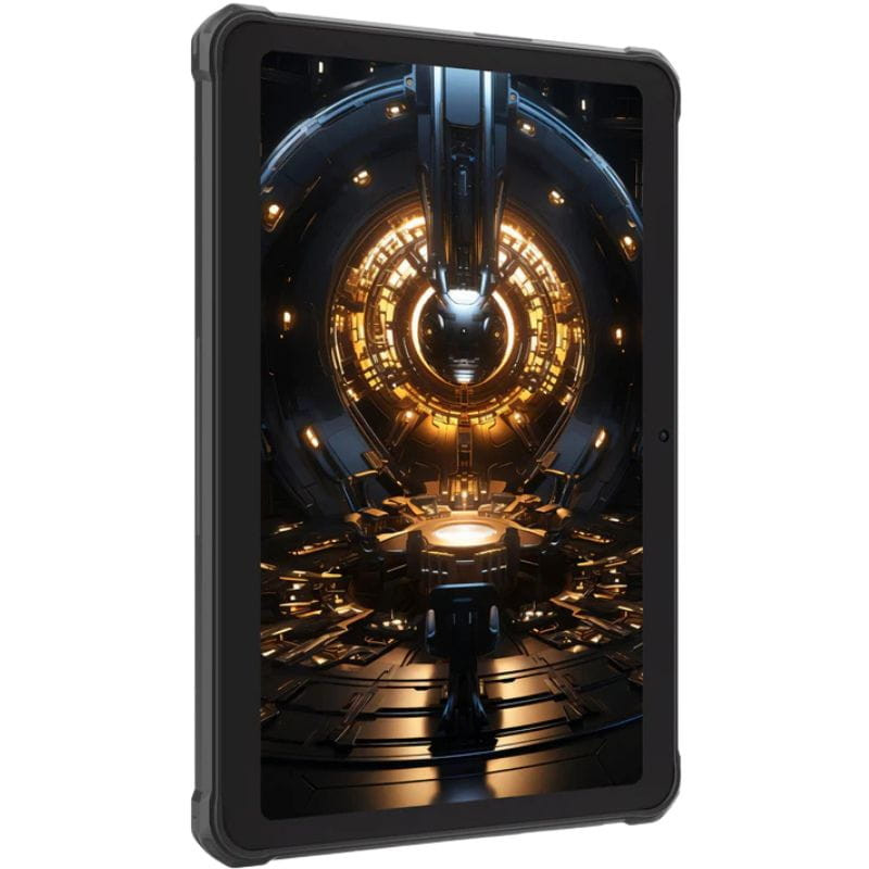 Hotwav R8 10.1 pulgadas rugerizada en negro con batería 10800 mAh, bordes reforzados y detalles naranjas; íconos destacan 700 h standby, 18 h llamada y