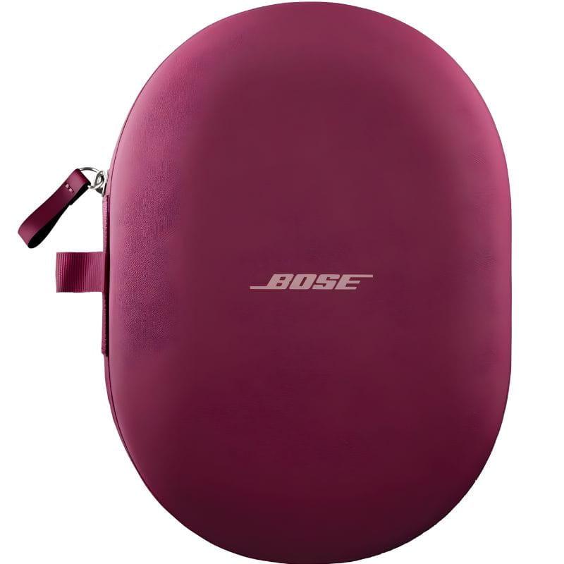 Estojo rígido oval em Deep Plum com logo Bose prateado e alça lateral; acabamento liso, proteção para Bose QuietComfort Ultra Headphones.