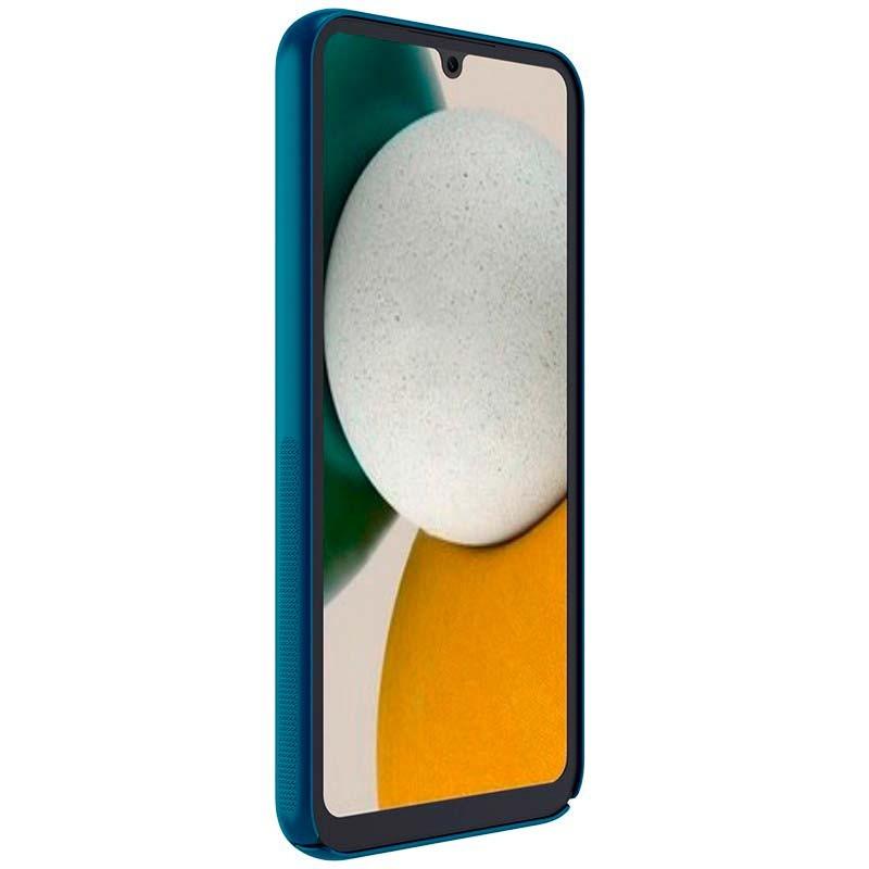 vista frontal y lateral de la Funda de goma Frosted Pro azul de Nillkin para Samsung Galaxy A34 5G