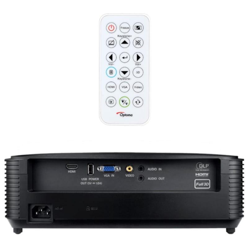 Projetor retrovisor preto Optoma S336 3D e controle remoto