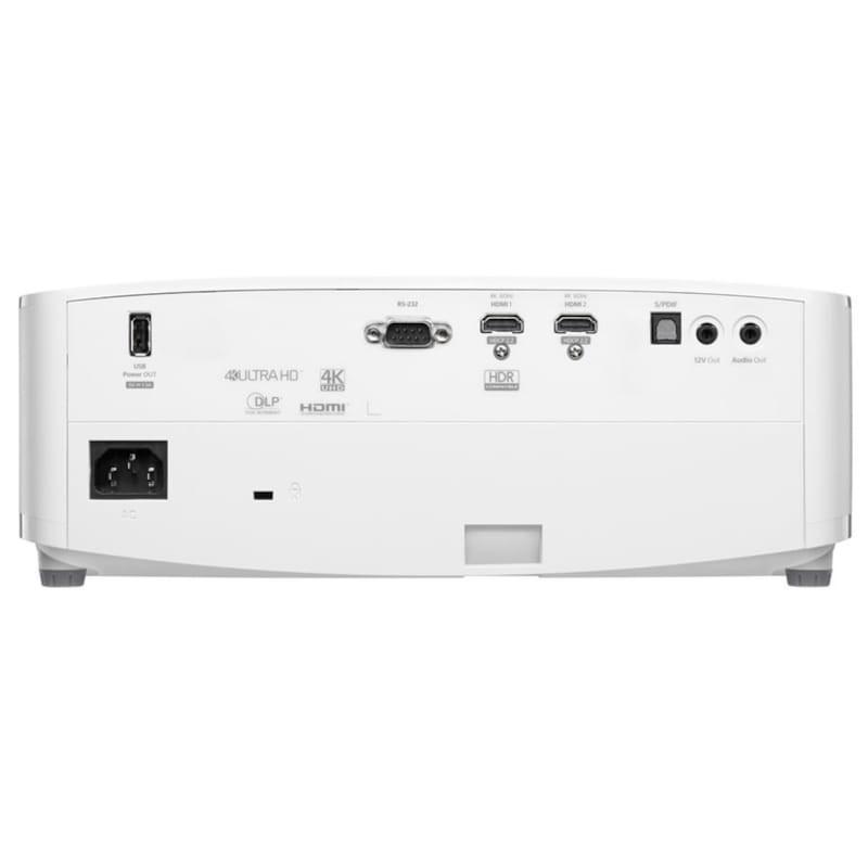 Vista traseira branca do projetor Optoma UHD35X 3D