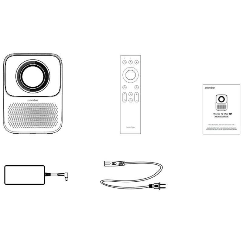 conteúdo da embalagem do Projetor Wanbo T2 Max (New) Azul