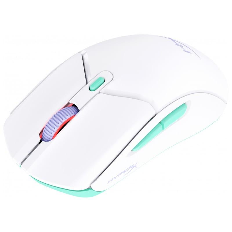 HP HyperX Pulsefire Haste 2 Core inalámbricos - Blanco/Verde/Púrpura - Ratón gaming imagen de frente
