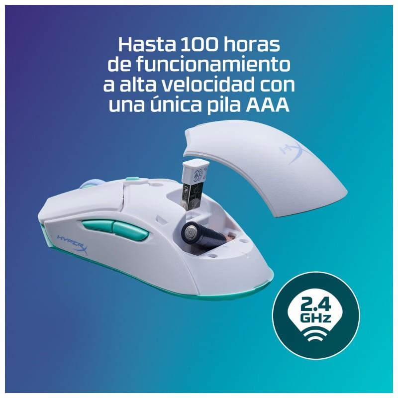 HP HyperX Pulsefire Haste 2 Core inalámbricos - Blanco/Verde/Púrpura - Ratón gaming alta verlocidad