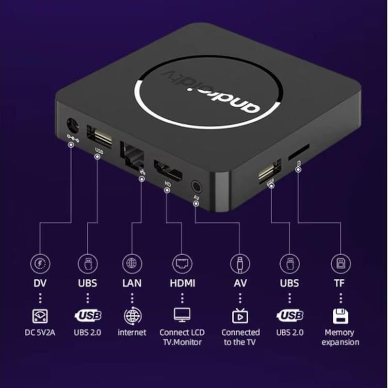 Interface de Q1 ATV H313 8K 2GB/16GB Android 13 Preto - Android TV