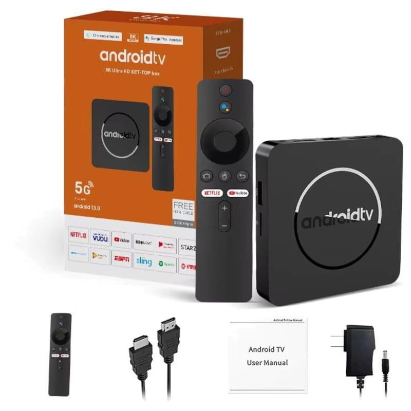 Conteúdo de Q1 ATV H313 8K 2GB/16GB Android 13 Preto - Android TV