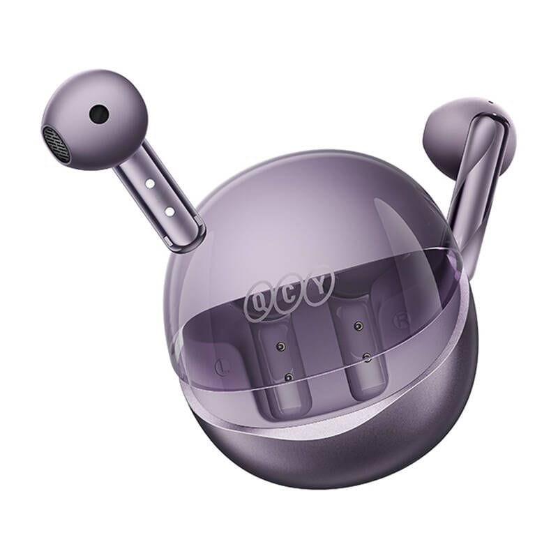 Adaptable QCY AilyBuds Clear T32 Púrpura - Auriculares Bluetooth