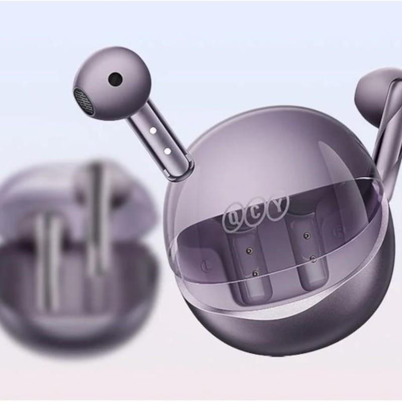 Pequeño QCY AilyBuds Clear T32 Púrpura - Auriculares Bluetooth