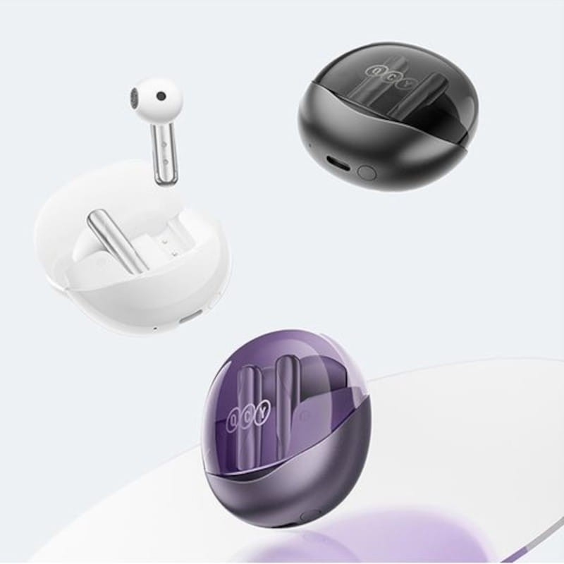 ANC de QCY AilyBuds Clear T32 Púrpura - Auriculares Bluetooth