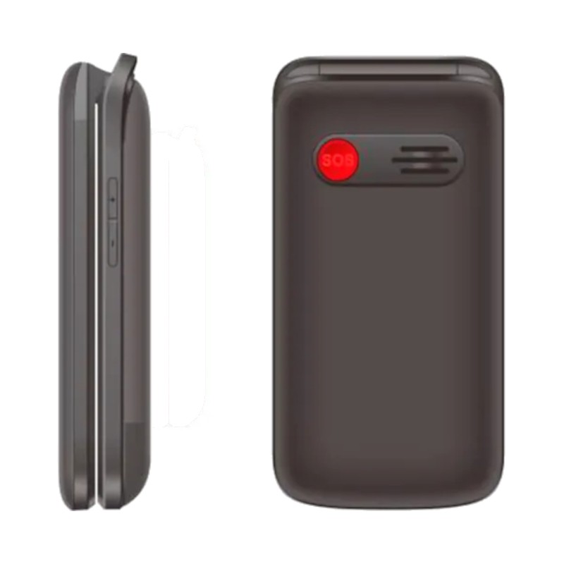 Qubo X-247BL Preto - Telemóvel para Idosos Vista lateral e com a capa fechada