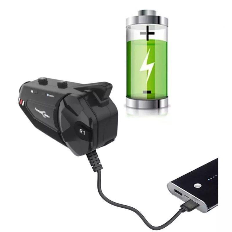 Freedconn R1 PLUS E Preto - Intercomunicador de carregamento para motociclos 