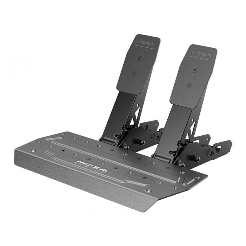 Pedales negros MOZA Racing R3 de metal, dos pedales ajustables con base robusta perforada y acabado texturizado, compatibles con PC y Xbox