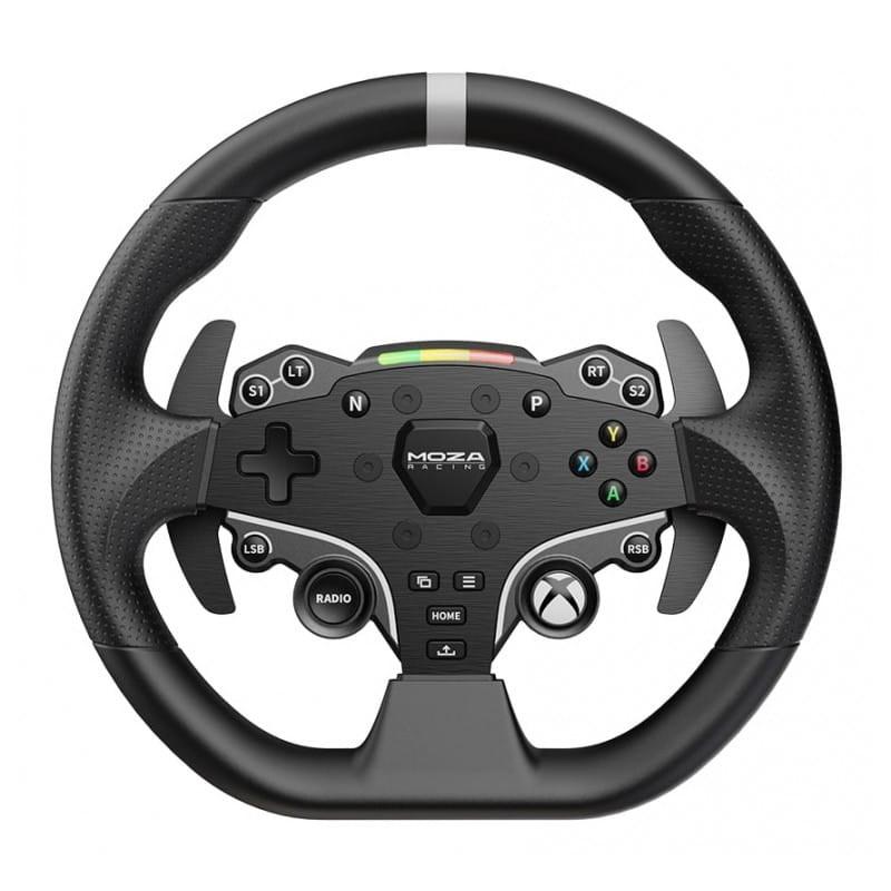 Moza Racing R3 Negro volante para PC y Xbox con aro perforado, franja central gris, botones ABXY y cruceta, dial y gatillos, diseño ergonómico de competición