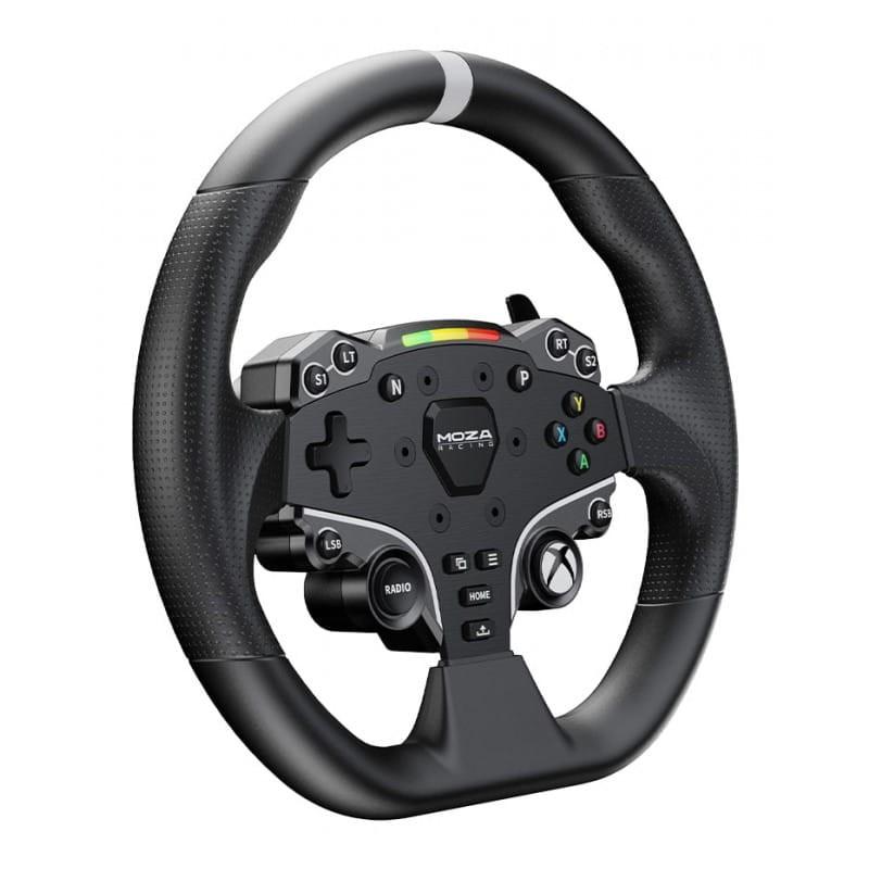 Moza Racing R3 Negro: volante de carreras con aro perforado, indicadores LED, botones Xbox y palancas, diseño robusto para PC y Xbox