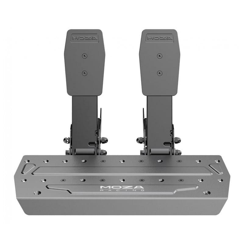 Moza Racing R3 Negro - Pedales metálicos dobles ajustables, acabado en gris oscuro, base robusta con múltiples orificios de montaje para PC y Xbox