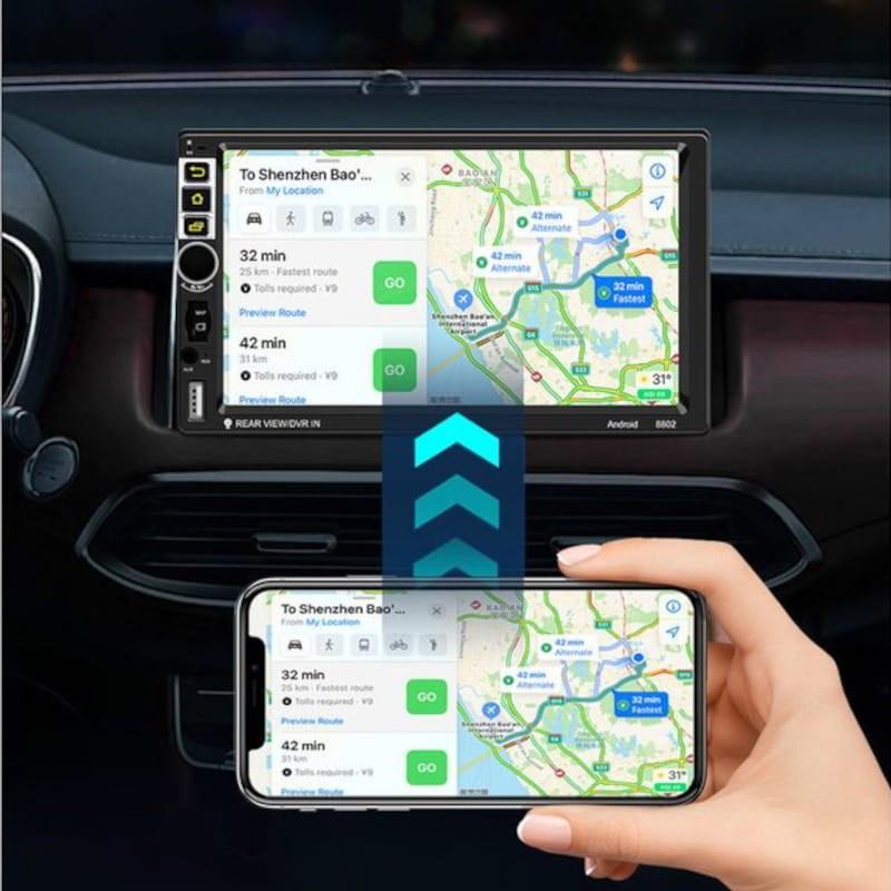 Autoradio 2 DIN S-8802C 2GB/64GB GPS MirrorLink WiFi Negro - Mirrorlink
