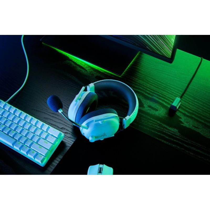 Vue du dessus des casques Razer Blackshark V2 Pro Bluetooth Son 7.1 Blanc