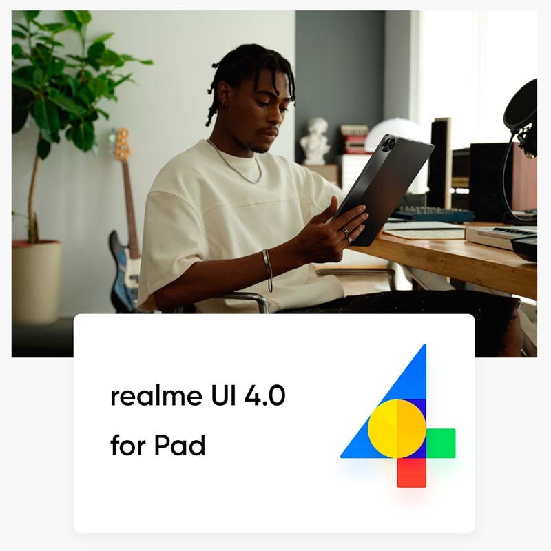 Tablet Realme Pad 2 6GB/128GB gris con pantalla 2K de 11.5 pulgadas, diseño delgado y cámara trasera única; interfaz realme UI 4.0 para Pad