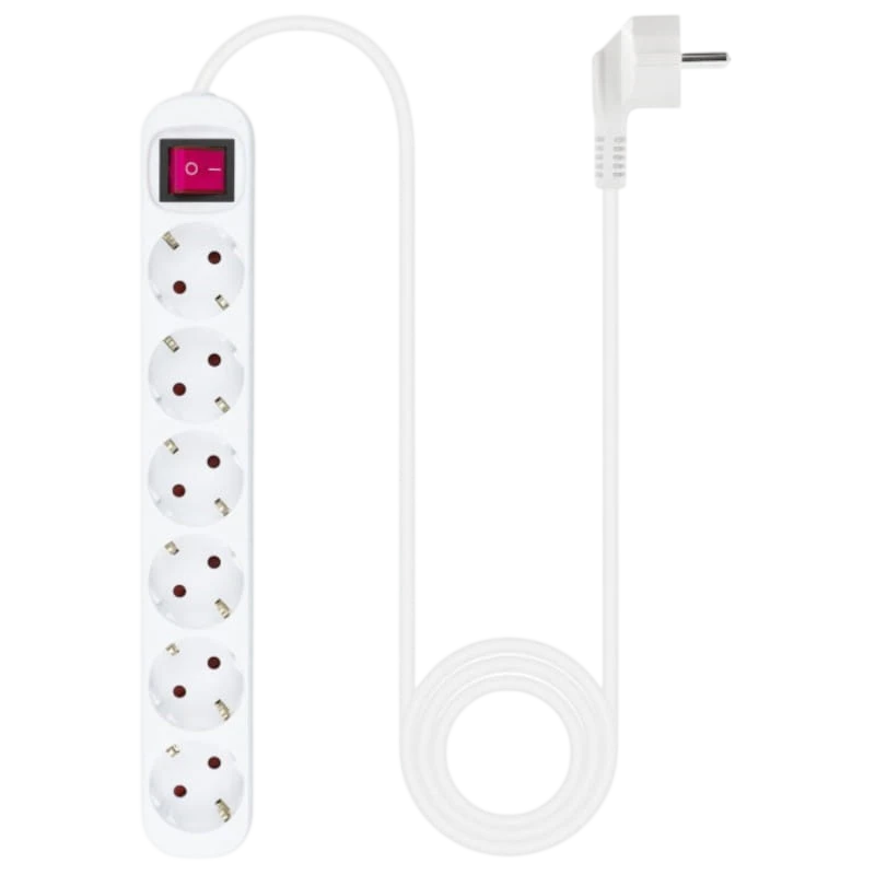 Regleta de 6 tomas Nanocable con Interruptor 1.4m Blanco