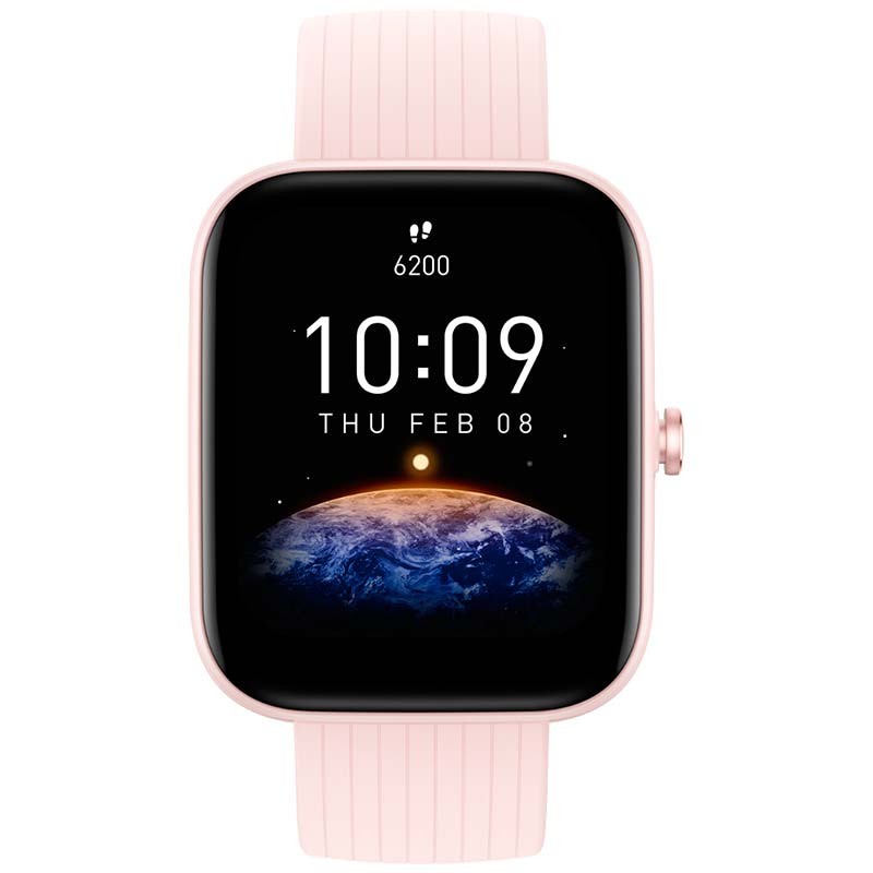 vista frontal del Amazfit Bip 3 Pro Rosa