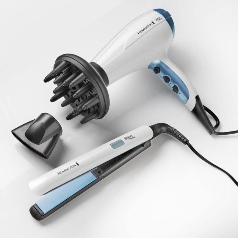 Lisseur à Cheveux Remington Shine Therapy Blanc avec d'autres produits Remington