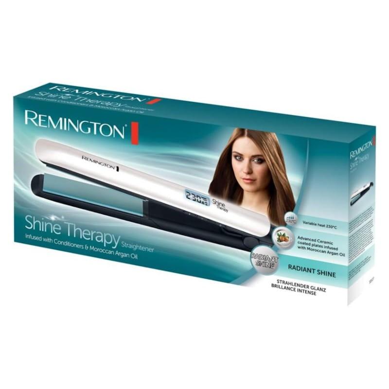Boîte du Lisseur à Cheveux Remington Shine Therapy Blanc