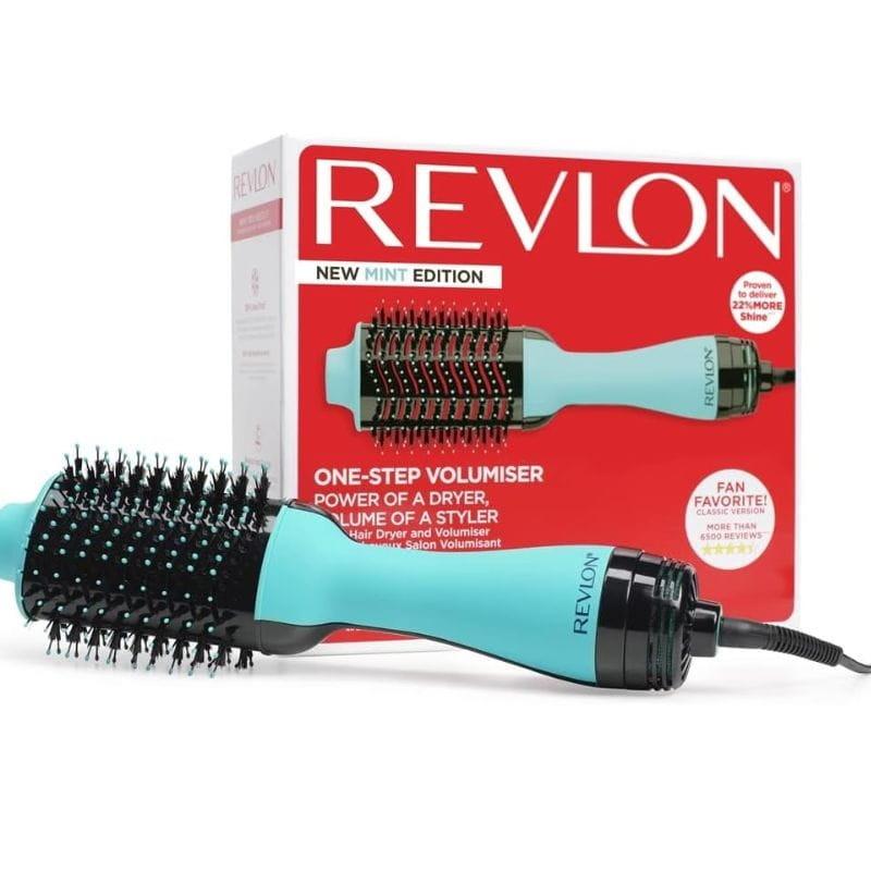 Revlon Hair Dryer and Volumiser One-Step Mint - Imagem da escova de ar quente com embalagem