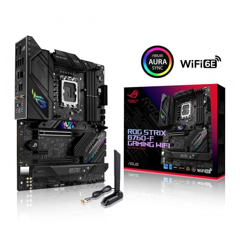 ASUS ROG STRIX B760-F LGA 1700 ATX Ethernet LAN 2.5 Gigabit WiFi - Caixa Caixa com especificações da placa-mãe