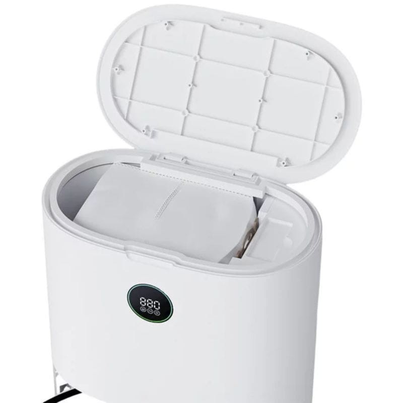 Detalle de la estación de vaciado del Robot aspirador ROIDMI EVE Max Blanco