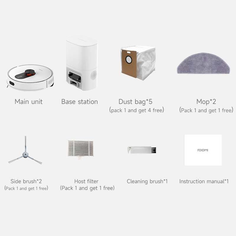 conteúdo da embalagem do Aspirador Robot Roidmi EVE ROOK