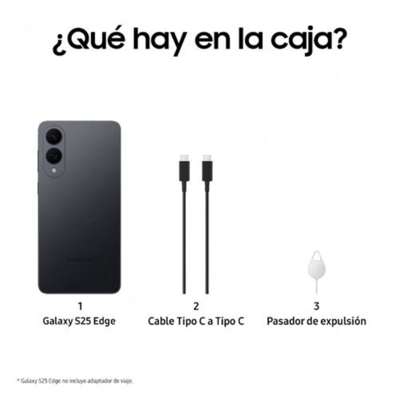 Samsung Galaxy S25 Edge 5G 12GB/512GB Titanium Jetblack imagen del contenido de la caja