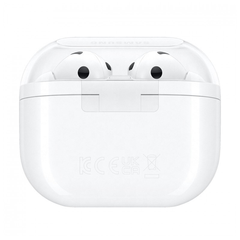 vista trasera del estuche de carga de los Auriculares Inalámbricos Samsung Galaxy Buds3 Pro Blanco