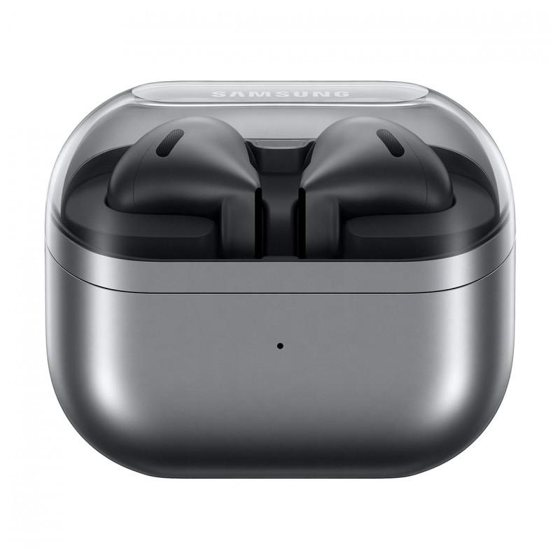 vista trasera del estuche de carga de los Auriculares Inalámbricos Samsung Galaxy Buds3 Gris