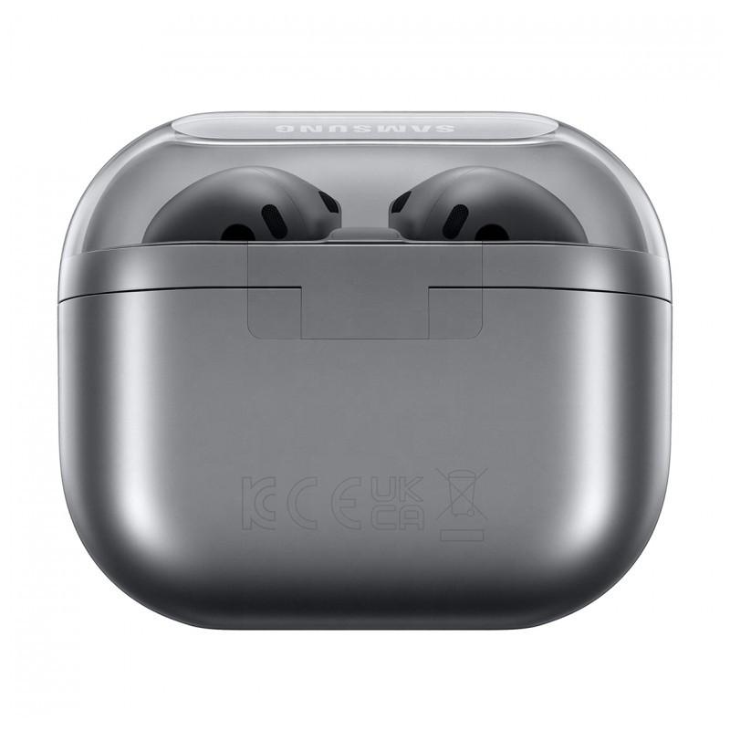 vista frontal del estuche de carga de los Auriculares Inalámbricos Samsung Galaxy Buds3 Gris