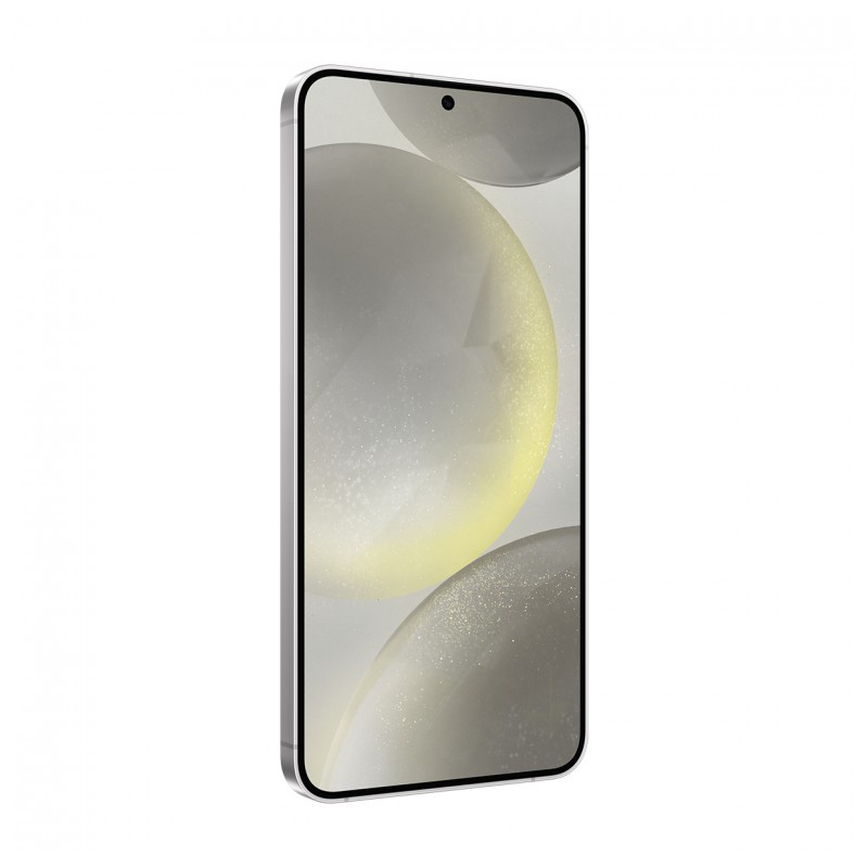 Vista frontal e lateral esquerda do telemóvel Samsung Galaxy S24+ 5G 12GB/512GB Cinzento