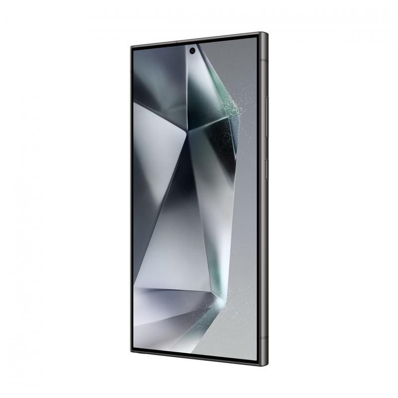Vista frontal e lateral direita do telemóvel Samsung Galaxy S24 Ultra 5G 12GB/256GB Preto