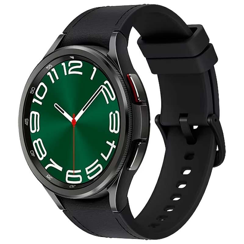 vista frontal y lateral derecho del Reloj inteligente Samsung Galaxy Watch6 Classic R960 47mm BT Negro