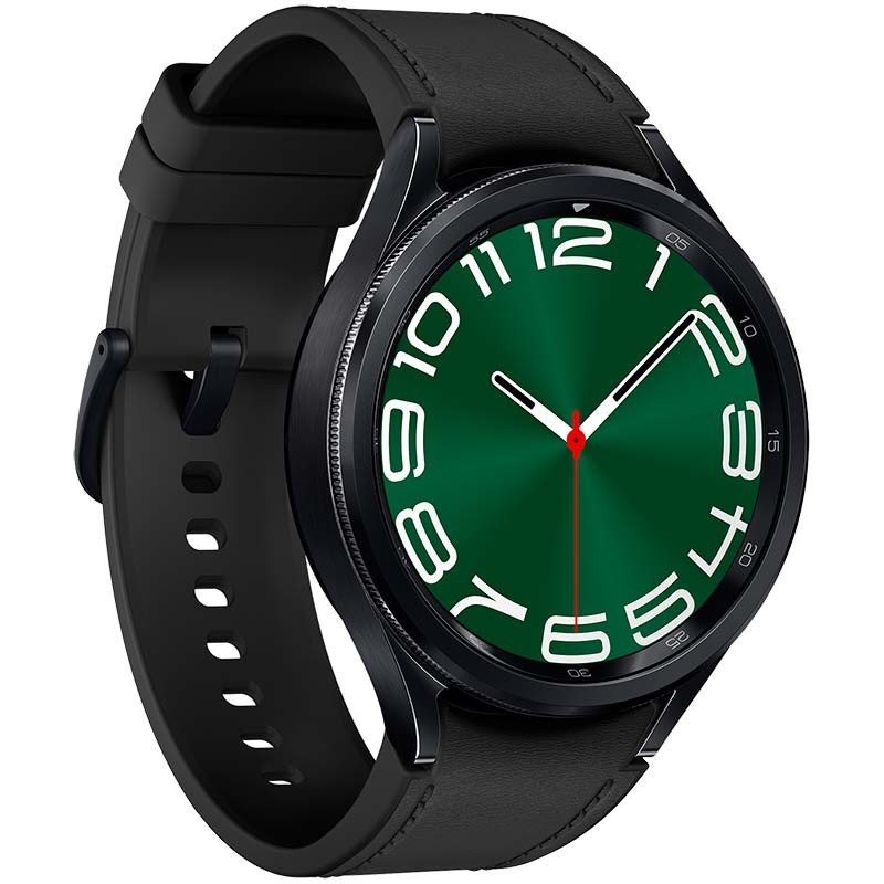 vista frontal y lateral izquierdo del Reloj inteligente Samsung Galaxy Watch6 Classic R960 47mm BT Negro